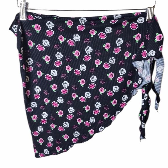 BETSEY JOHNSON 3 piece tie bikini Set Pink Black New - Picture 10 of 12